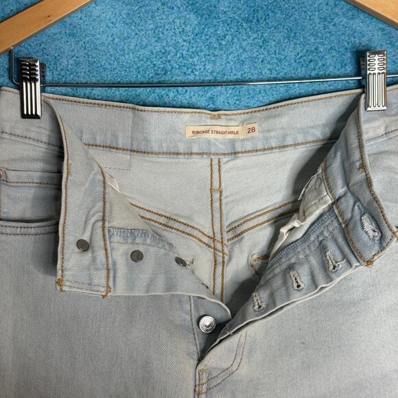 Levis Jeans Womens 28 Blue Denim Ribcage Straight Ankle Button Fly Size 28x27 - Picture 12 of 16